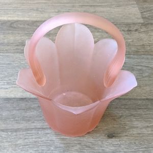 Vintage Tulip Pink Glass Decor Container